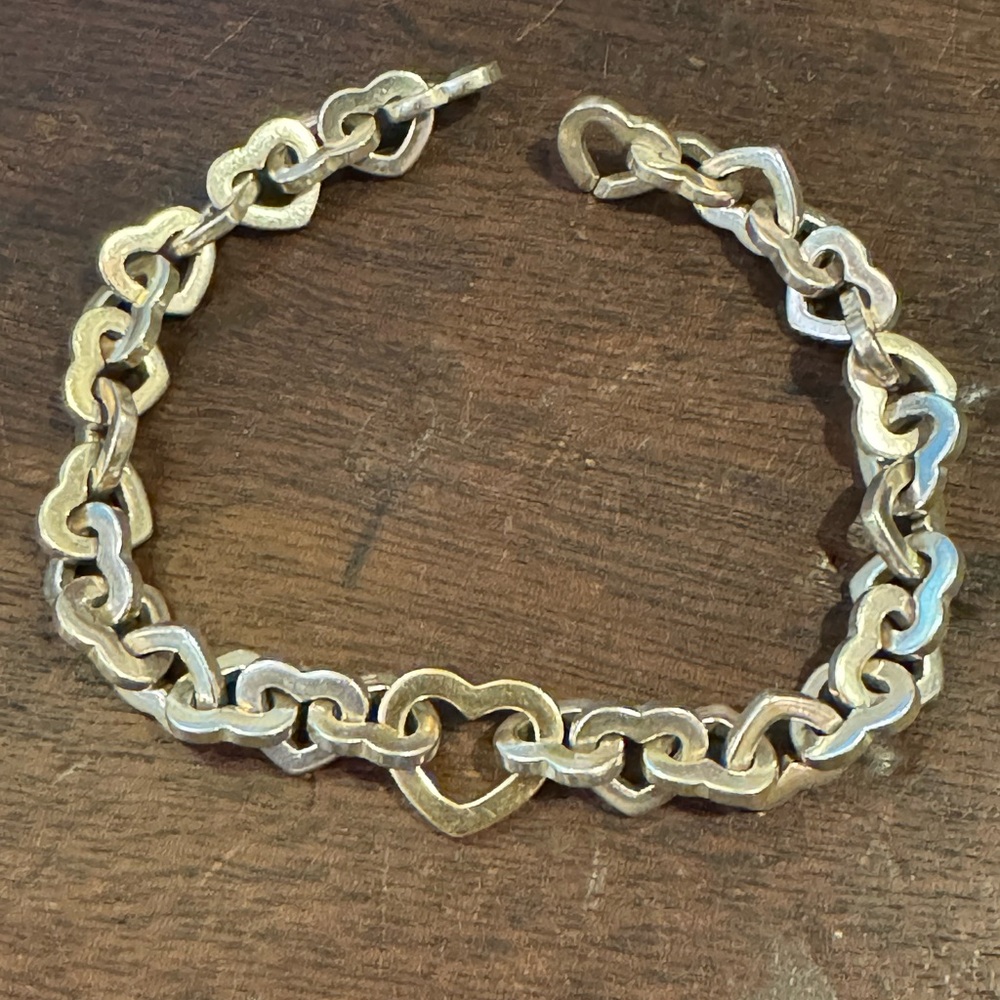 Tiffany&Co 925SterlingSilver&750-18k Gold heart links Y2K 40gm Vintage+packaging